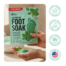 Foot Choice jar beside a ruler to show 16 oz size for scale and accurate shopping