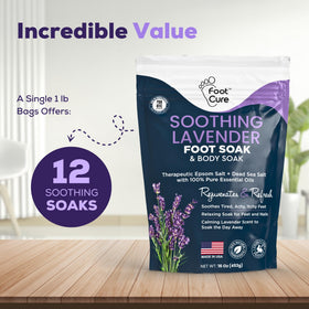 FOOT CURE feet in soak action demonstrating relaxation benefit