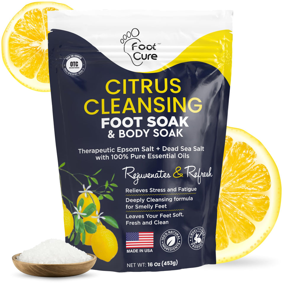 FOOT CURE front packaging showing product and citrus benefit