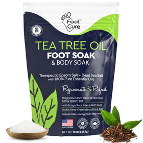 FOOT CURE front packaging showing 16 oz jar and spa-ready branding for confident feet