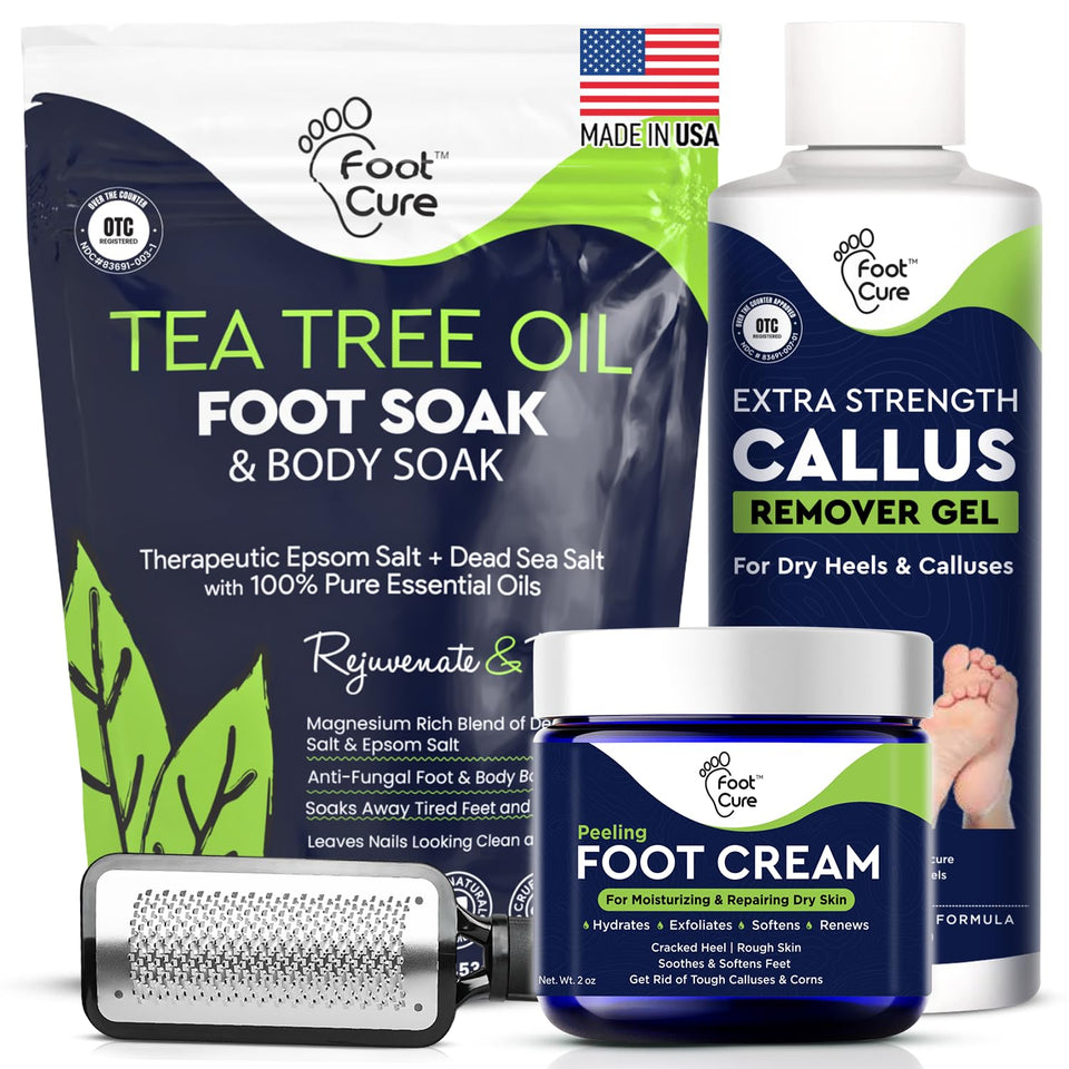 FOOT CURE front packaging showing kit contents and benefits