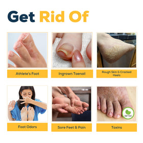FOOT CURE label close-up listing natural ingredients and benefits