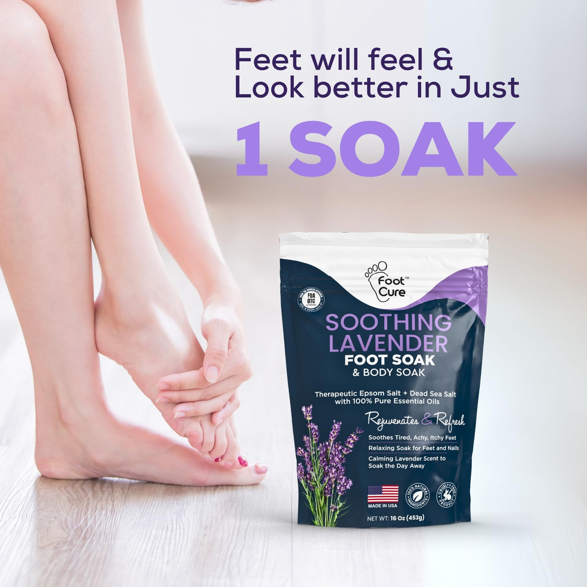 FOOT CURE lifestyle relaxation setting with candle for calming soak