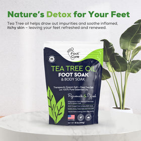 FOOT CURE lifestyle scene with feet in a spa setting for home pedicure comfort