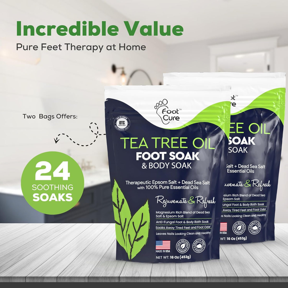 FOOT CURE salt grain texture displaying mineral-rich crystals for softening
