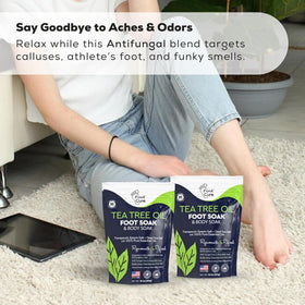 FOOT CURE size scale comparison showing package dimensions and serving