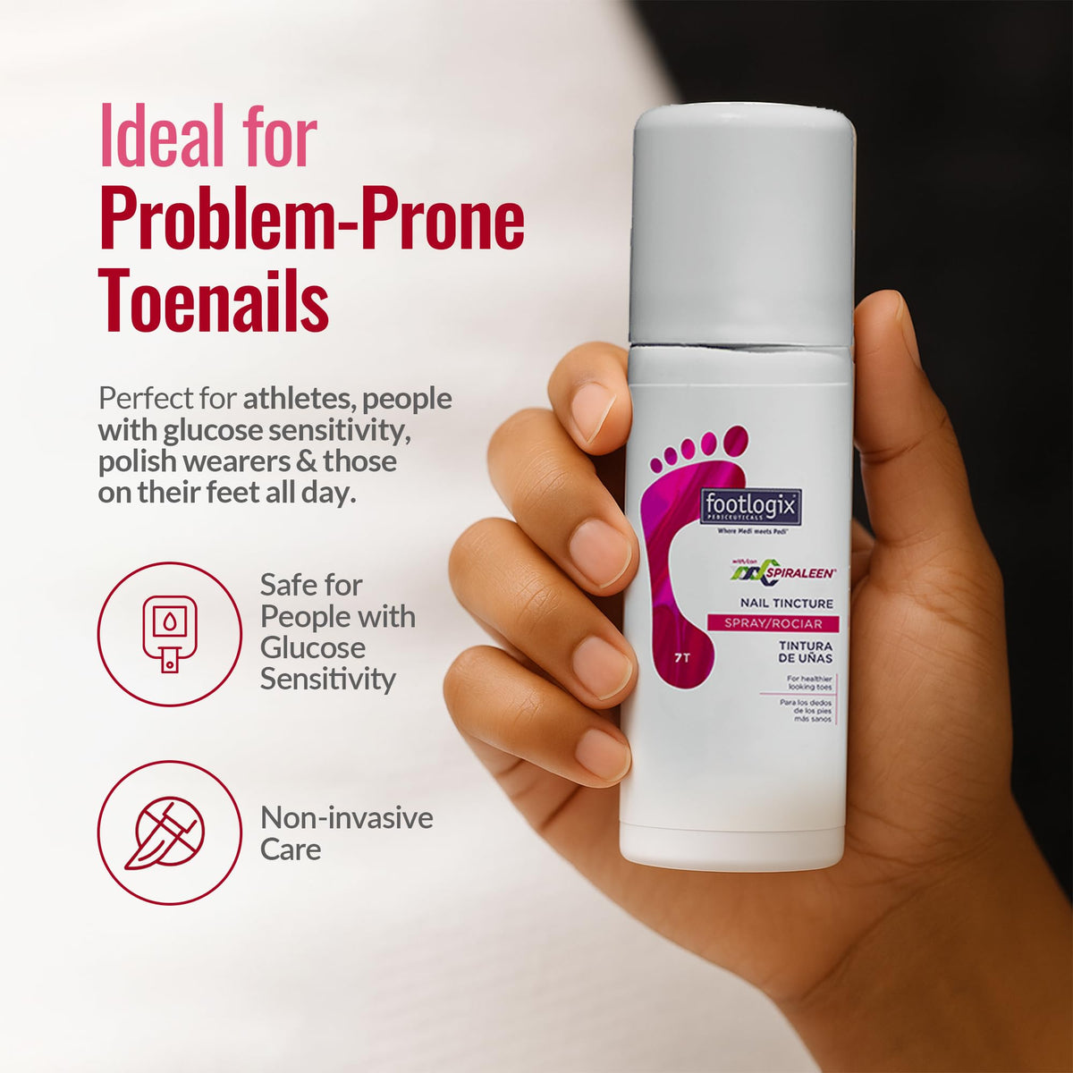 FOOTLOGIX lifestyle shot with feet and bottle showing integrated daily foot care routine