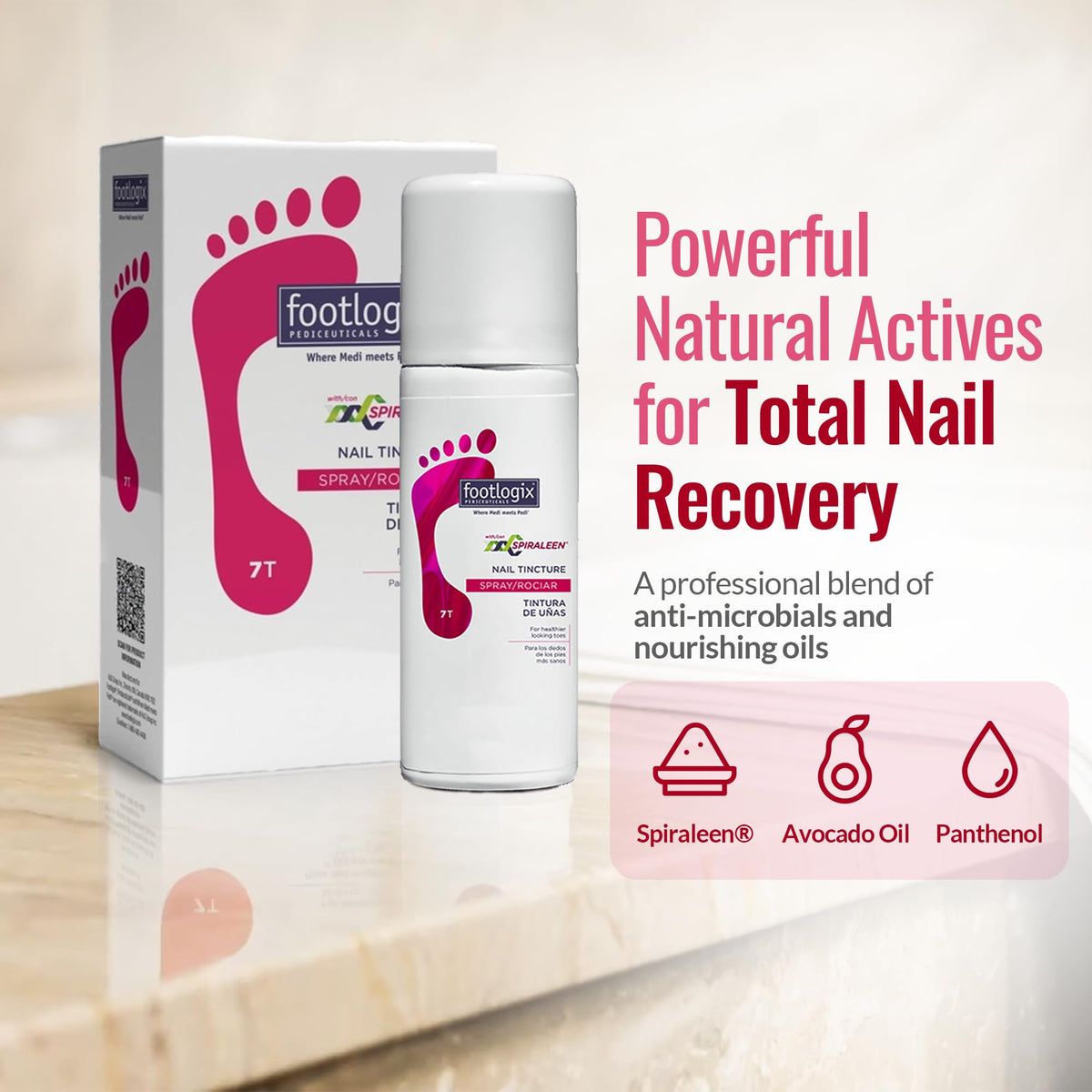 FOOTLOGIX small travel-size bottle in hand highlighting portability and convenience