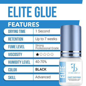 FORABELI Elite adhesive drop on applicator illustrating fast one-second setting advantage