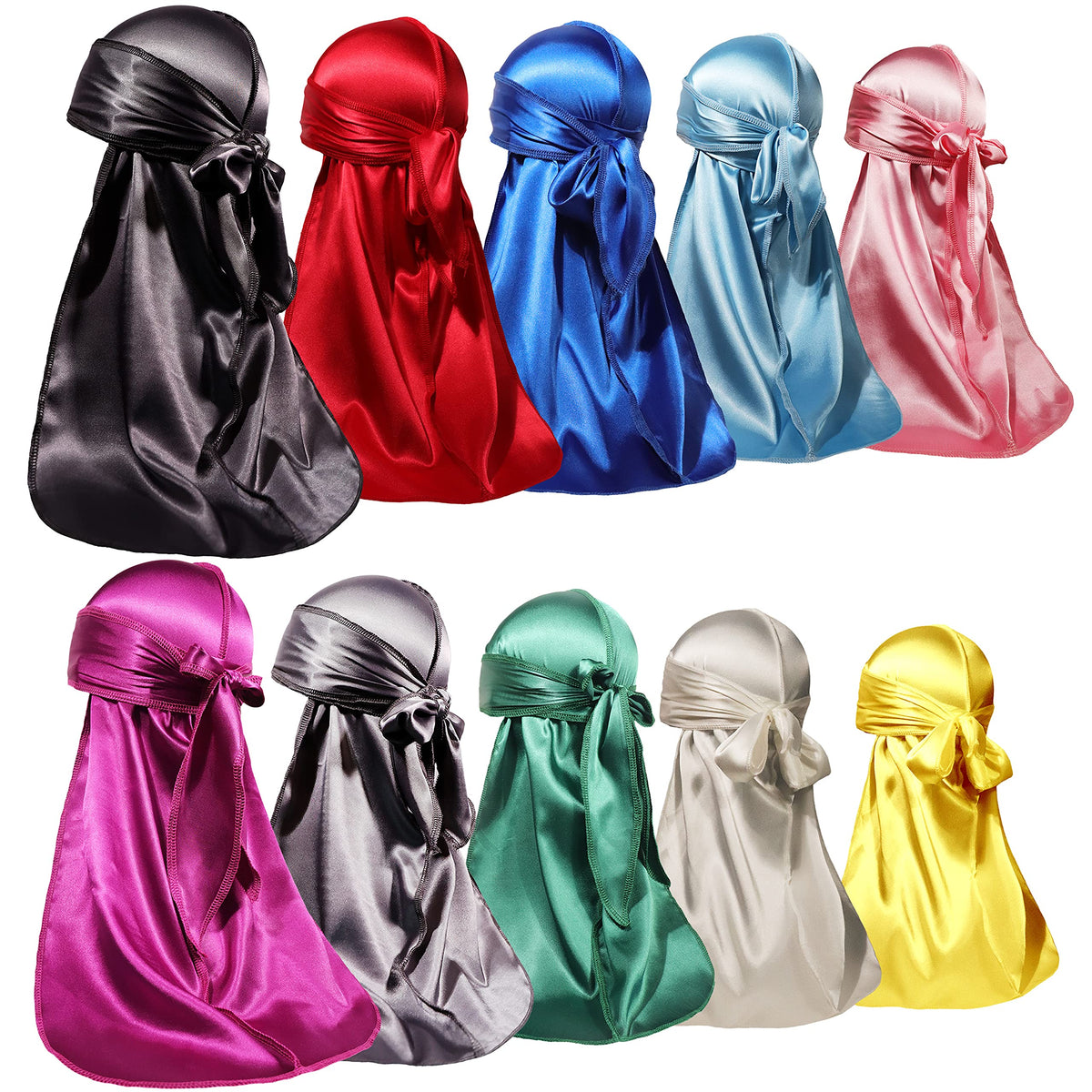 ForceWave front view showing ten-color durag set and style variety for easy matching