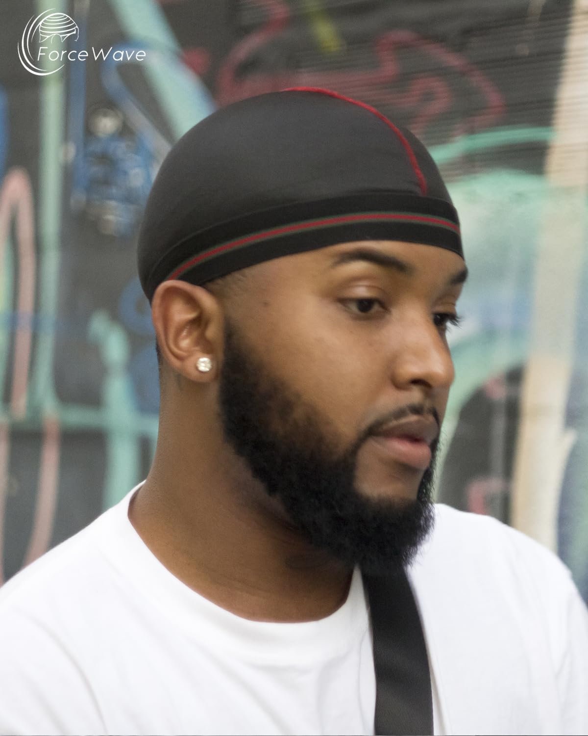 ForceWave cap worn while sleeping to protect waves and prevent frizz
