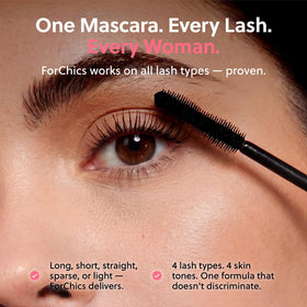 ForChics formula swatched to show rich black color and lightweight texture