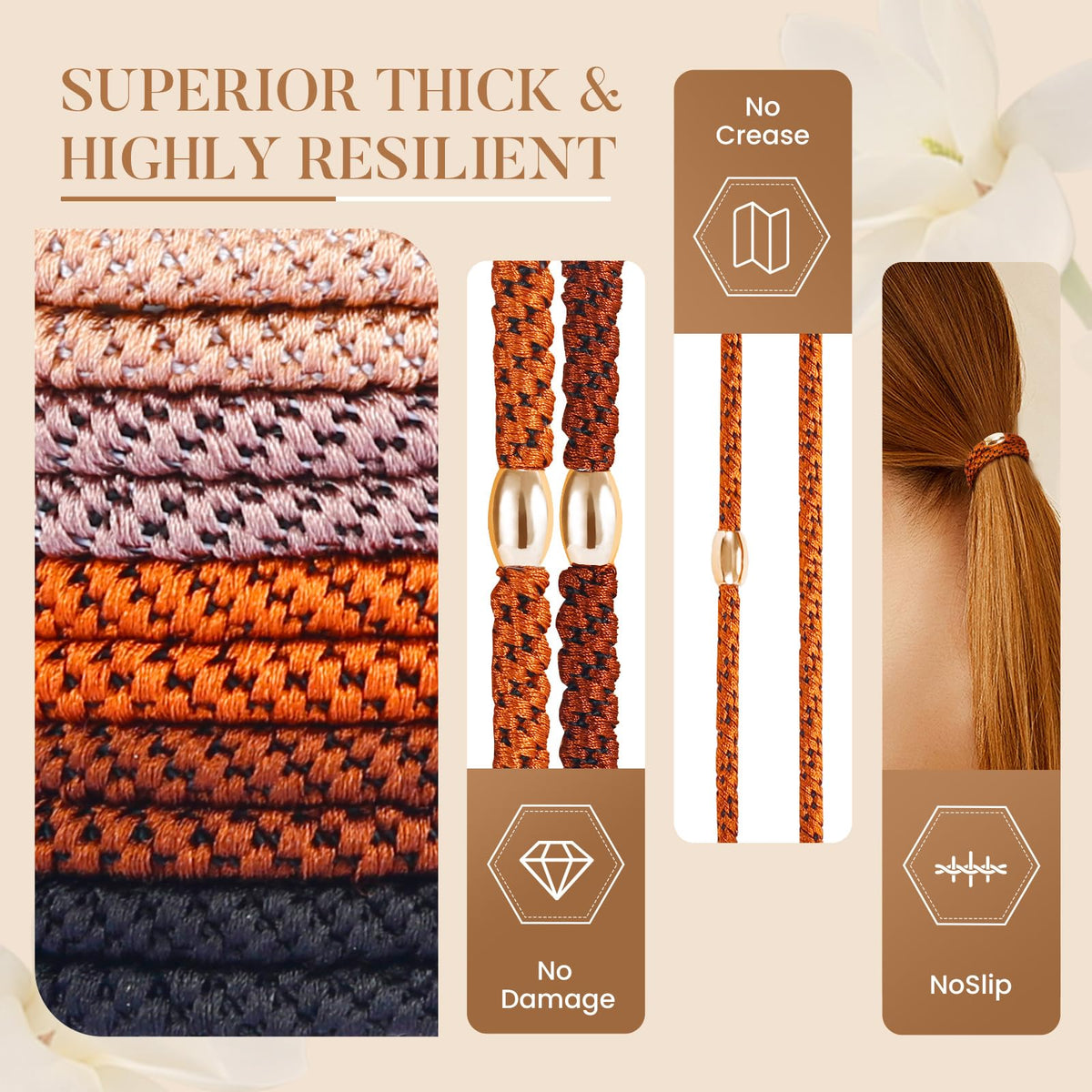 forenee close-up of braided texture highlighting gentle, no-snag design