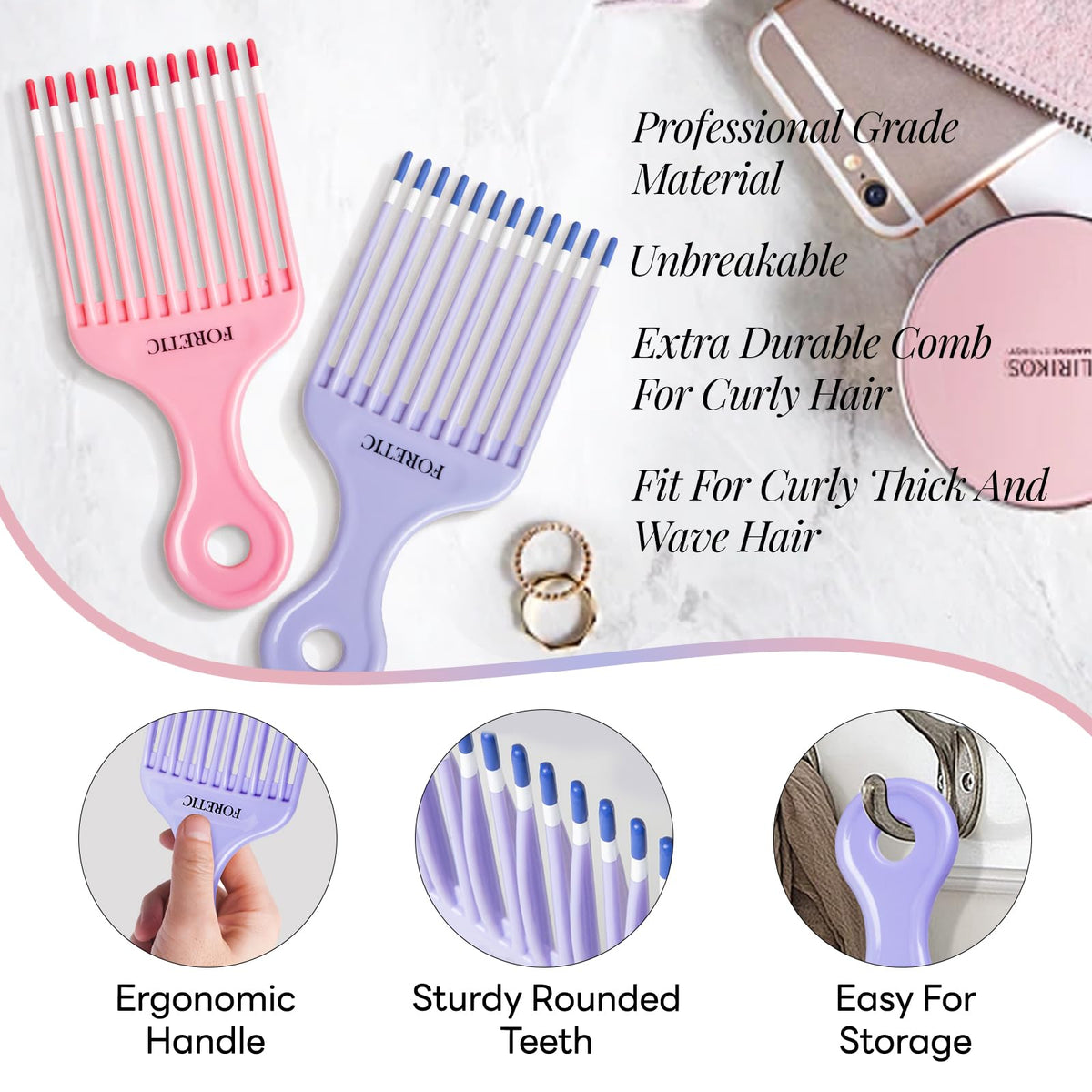Foretic pick comb shaping and defining beard with controlled, gentle strokes