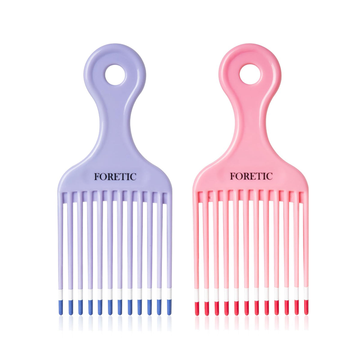 Foretic front view of pick comb showing full tooth row for gentle detangling