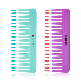 Foretic front view purple and blue combs showing compact travel-ready design and convenience