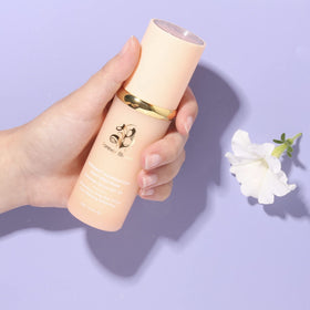 Forever Bloom before and after showing blurred pores and even tone