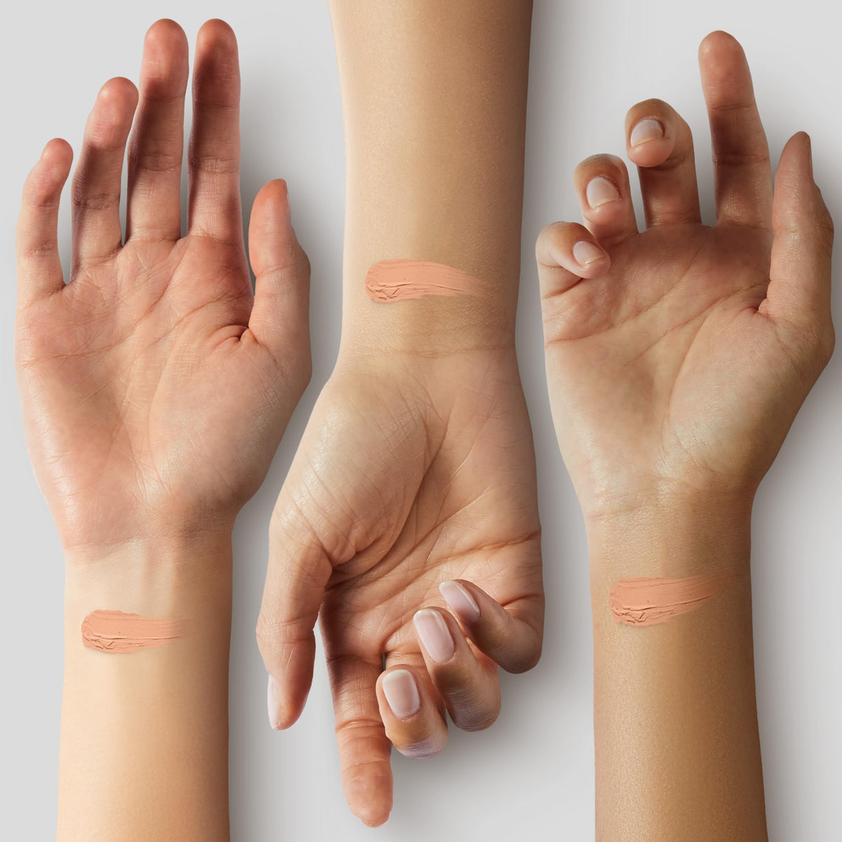 Forever Bloom foundation hand swatch showing color match and lightweight feel