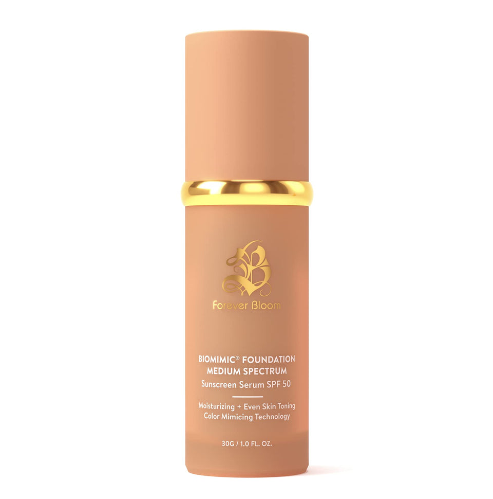 Forever Bloom front packaging bottle shows SPF50 and multitask benefits