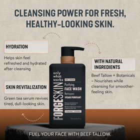 Forge Skin 5 oz bottle next to common items to show compact travel size