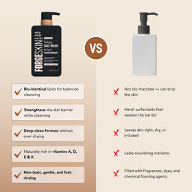 Forge Skin foamy lather in hand demonstrating effective gentle cleansing