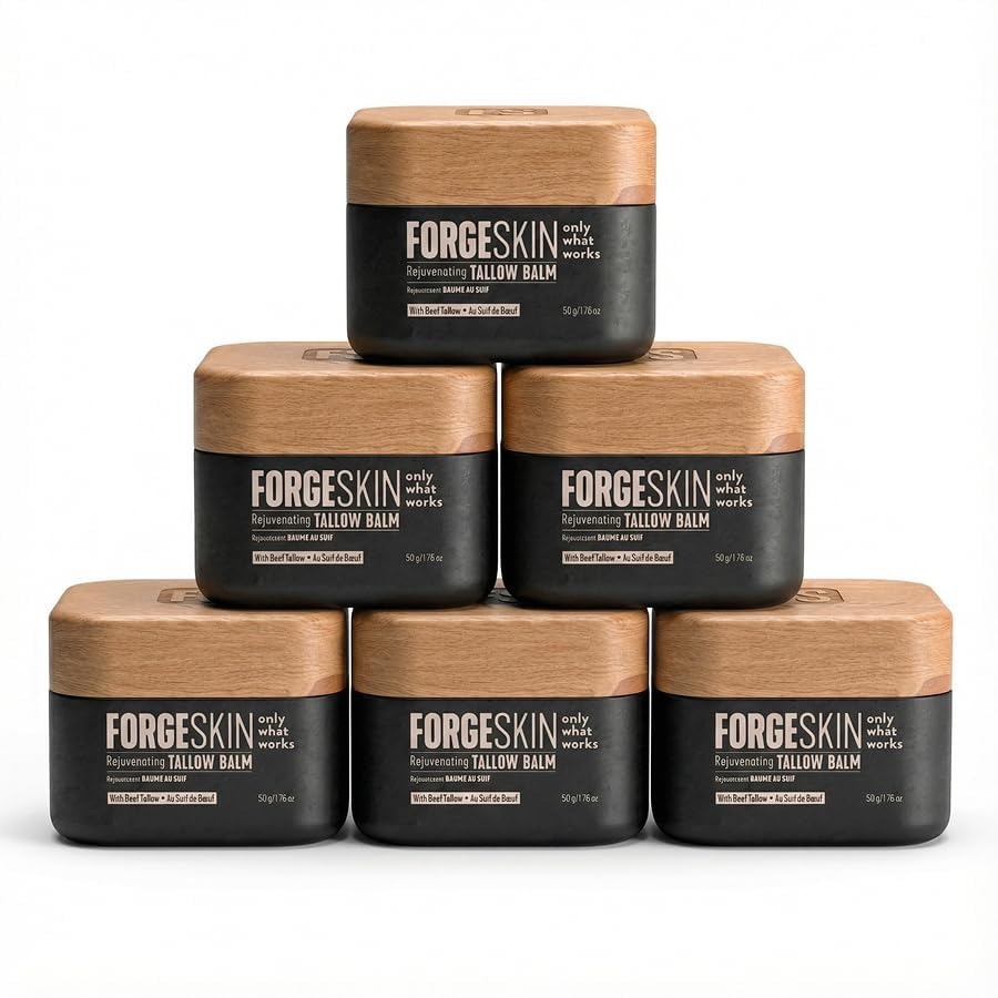 Forge Skin front jar showing product label and size benefits