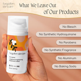 Forgotten Skincare vitamin C and bearberry botanicals showcasing natural brightening benefit