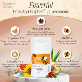 Forgotten Skincare vitamin C bottle beside cream highlighting brightening benefit