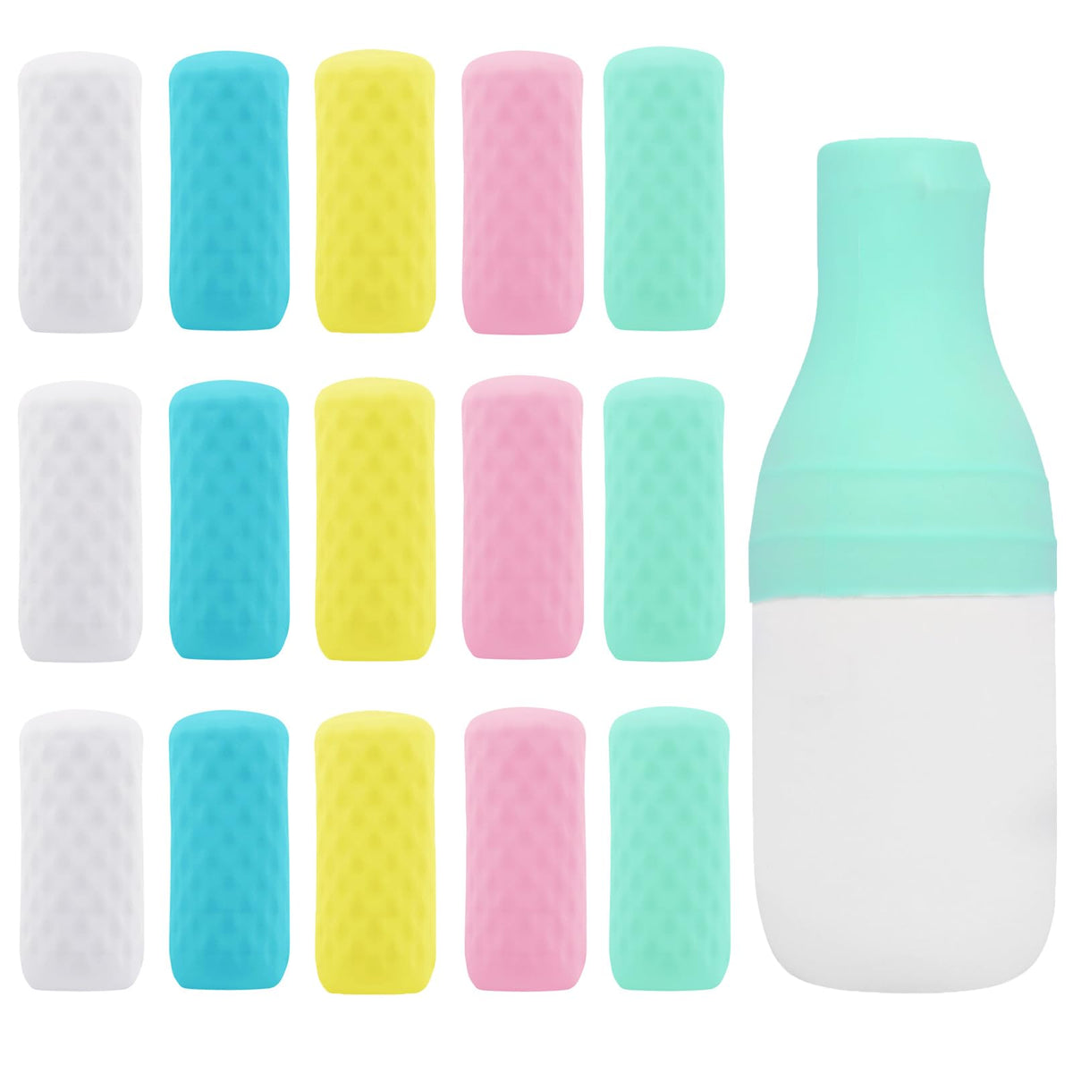 FOROUME front packaging showing 15 silicone bottle covers and benefits