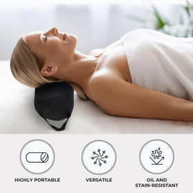 ForPro bolster placed under knees in massage to reduce lumbar strain