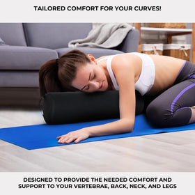 ForPro bolster beside ruler for scale showing compact 6x26 inch size