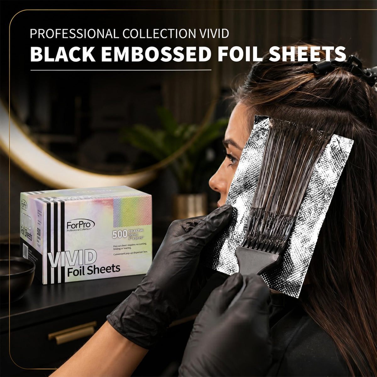 ForPro foil wrapped around hair section demonstrating secure hold for color applications
