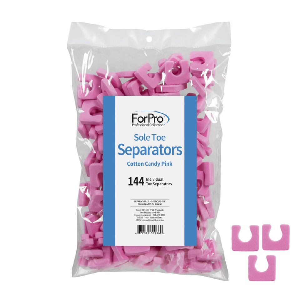 ForPro front packaging showing 144-count cotton candy pink separators for easy stock identification