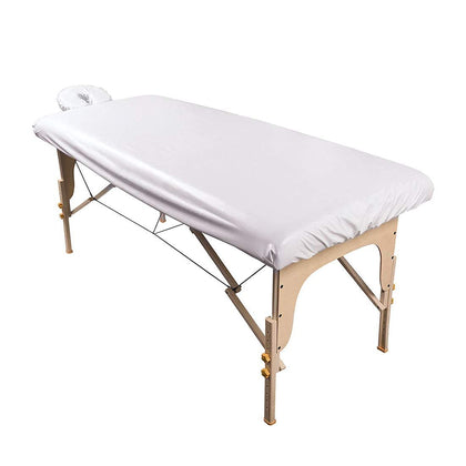 ForPro front view of white fitted sheet set showing neat professional protection