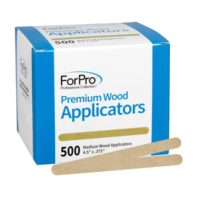 ForPro front packaging showing 500-count medium wood applicators and branding benefit