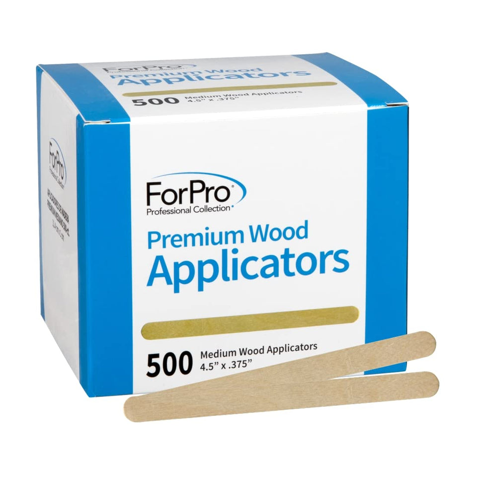 ForPro front packaging showing 500-count medium wood applicators and branding benefit