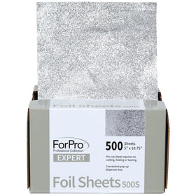 ForPro front packaging showing 500 pre-cut sheets and dispenser, improves salon efficiency