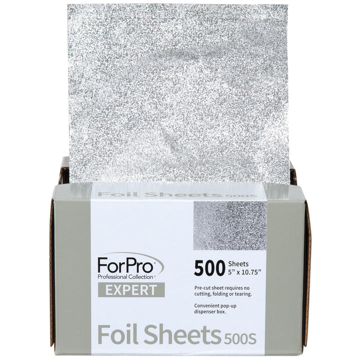 ForPro front packaging showing 500 pre-cut sheets and dispenser, improves salon efficiency