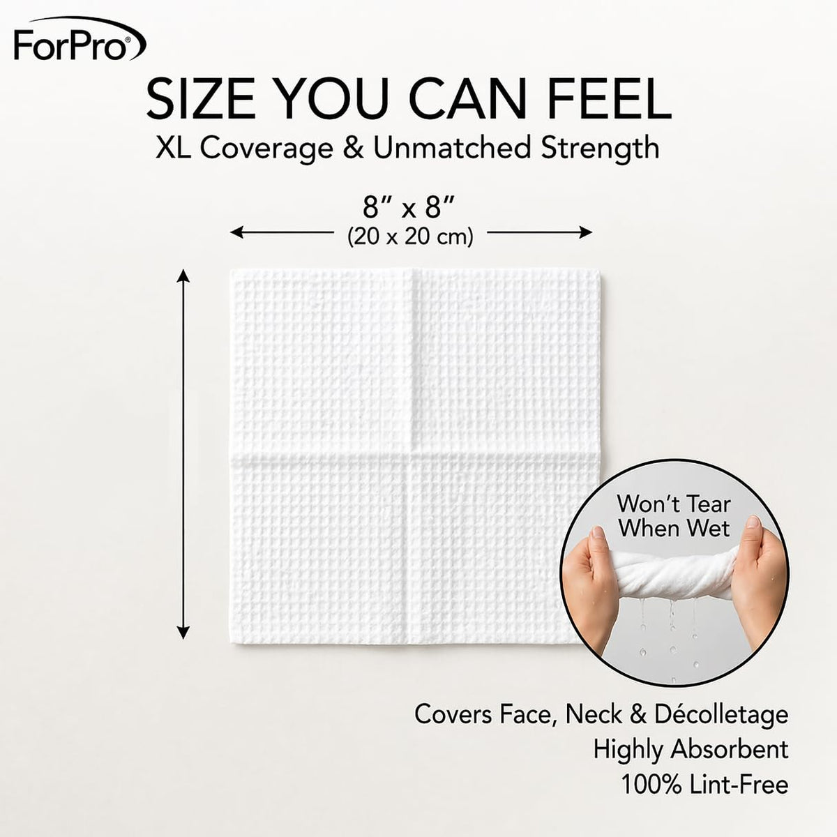 ForPro pad dampened and removing makeup demonstrating gentle efficacy