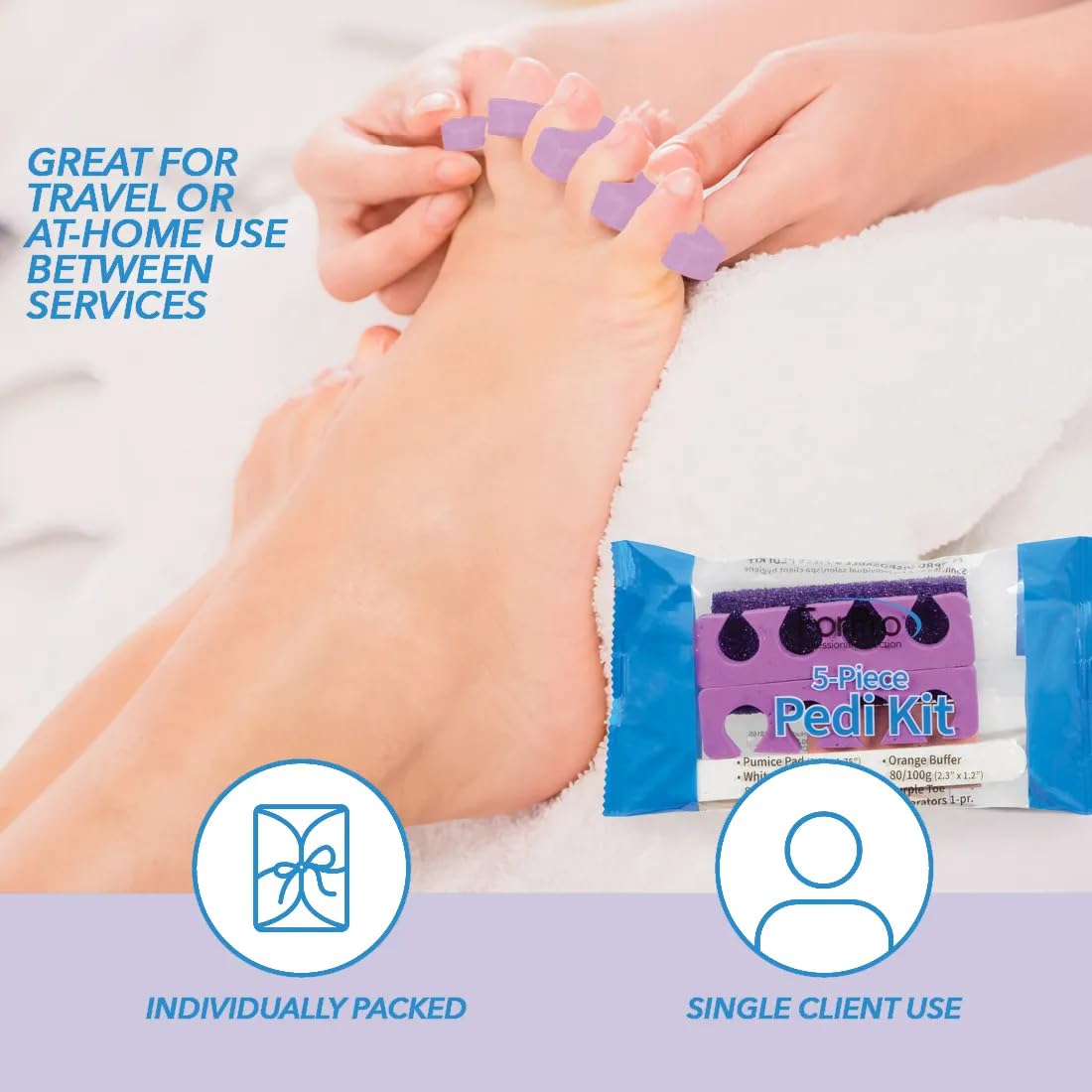 ForPro purple toe separators stacked for comfortable toe spacing benefit