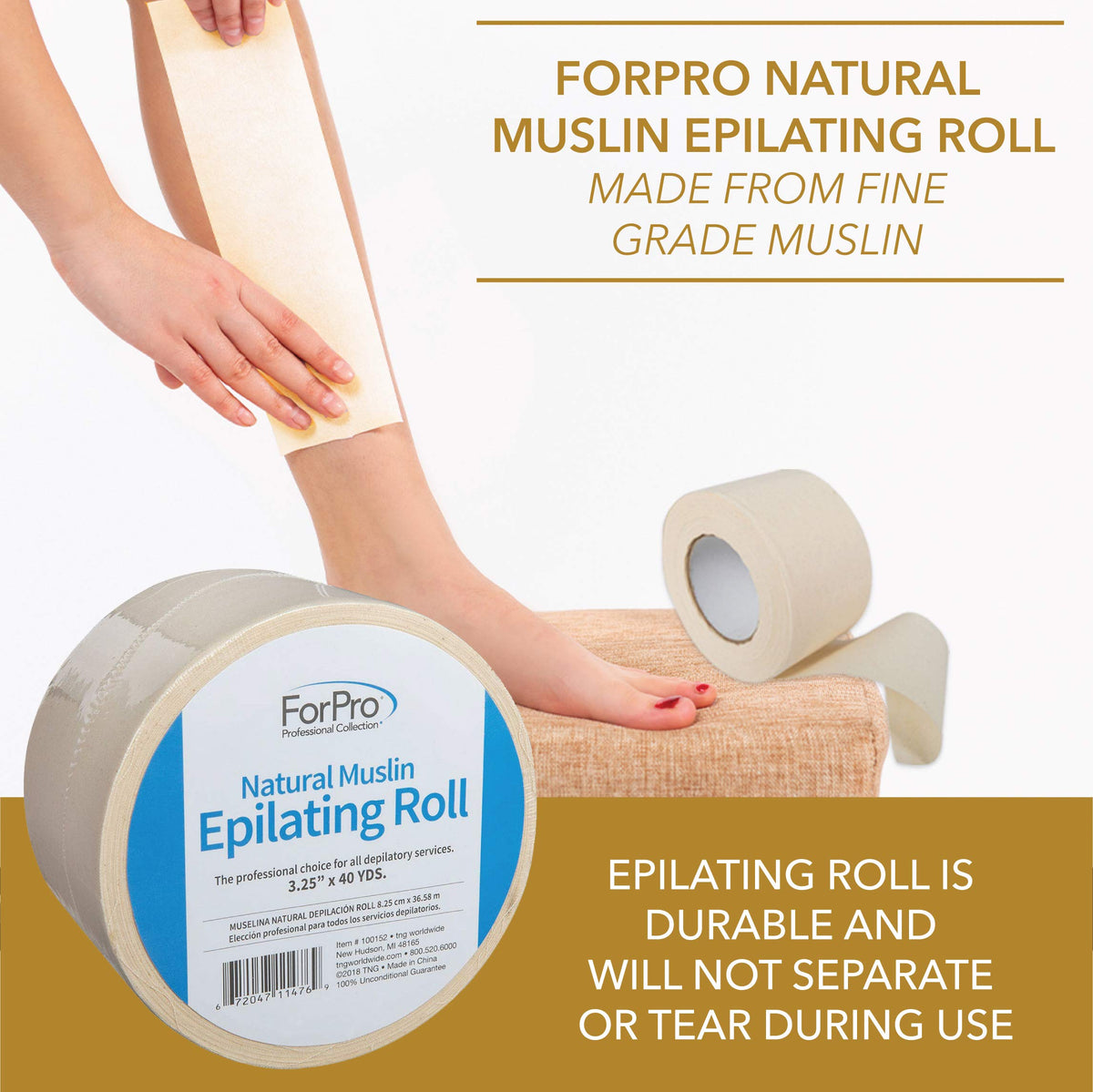 ForPro roll in use with applied wax strip showing clean removal benefit