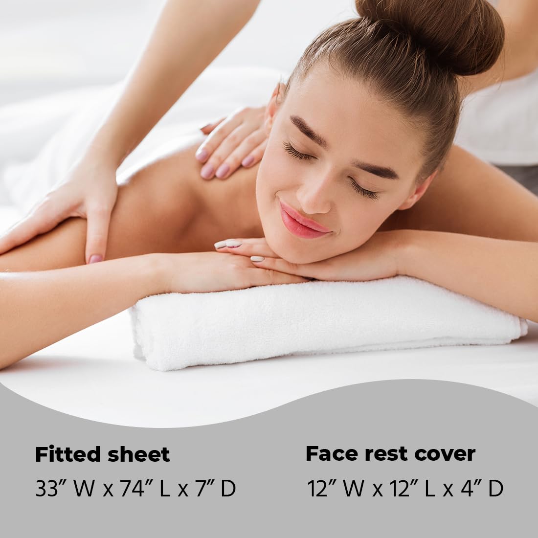 ForPro fitted sheet next to ruler showing 31x70x7 inch dimensions for correct sizing