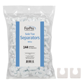 ForPro soft white toe separators front pack shows 144-count benefit
