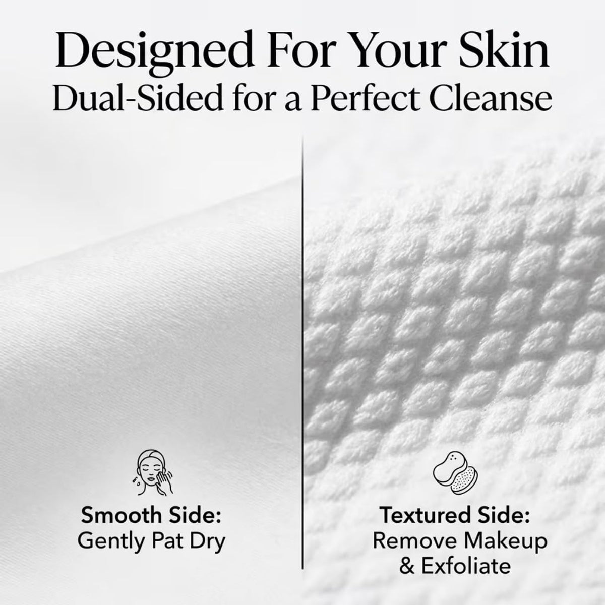 ForPro dual-sided towel showing textured cleansing side and smooth patting side