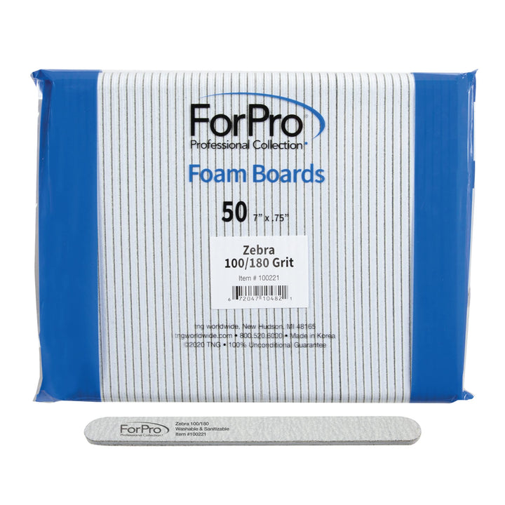 ForPro zebra foam board front packaging showing 50-count and double-sided grits benefit