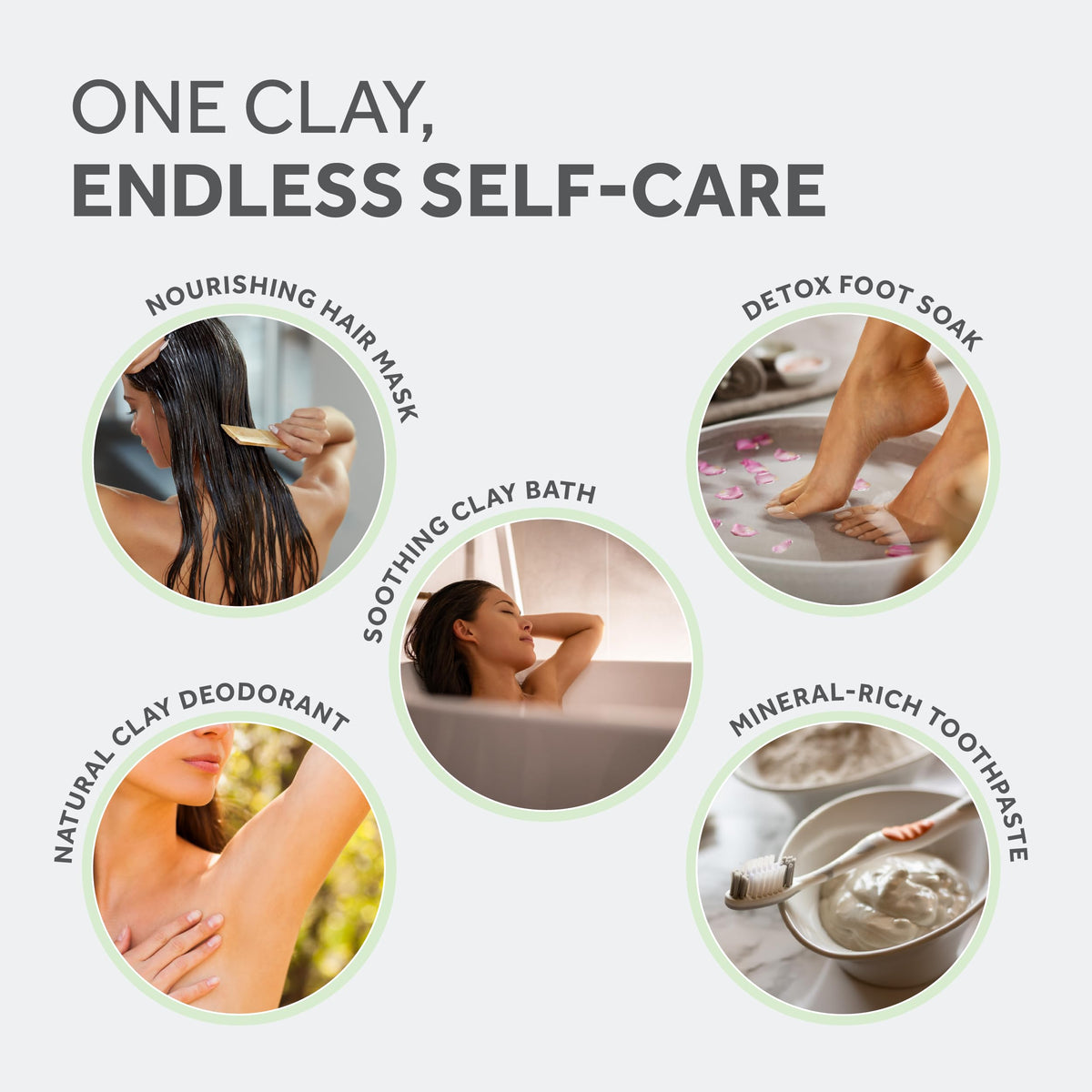 FOSSIL POWER clay blended with honey and bowl demonstrating DIY skincare versatility