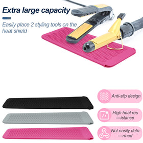 Fouews pouch laid flat with various curling and flat irons organized