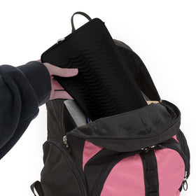 Fouews size comparison with hand illustrating compact, portable fit