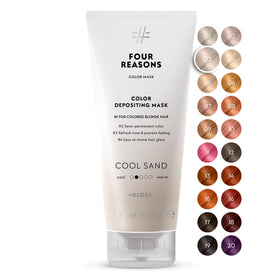 FOUR REASONS front tube showing Cool Sand Blonde shade and branding benefits