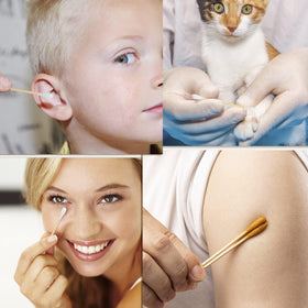 FOVURTE swab beside daily items showing travel-ready compact size benefit